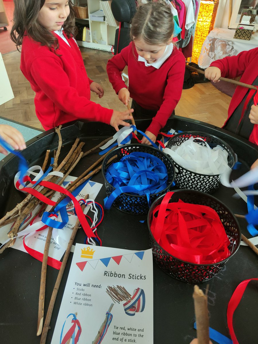 Holtonprimary's tweet photo. ๐ Party preparations have started in #HPSReception ready for the coronation of King Charles III. We are creating our own crowns to wear and ribbon sticks to wave and celebrate! ๐ฌ๐ง #HPSHumanities https://t.co/EviJGVeTDI
