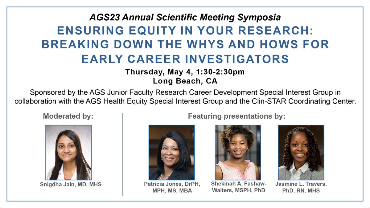 Are you attending #AGS2023? On May 4, NIA will host a session that addresses the importance of integrating equity into #AgingResearch and tips on how best to do so, along with related funding opportunities. Don't miss it! More info here: nia.nih.gov/research/blog/… #NIABlog
