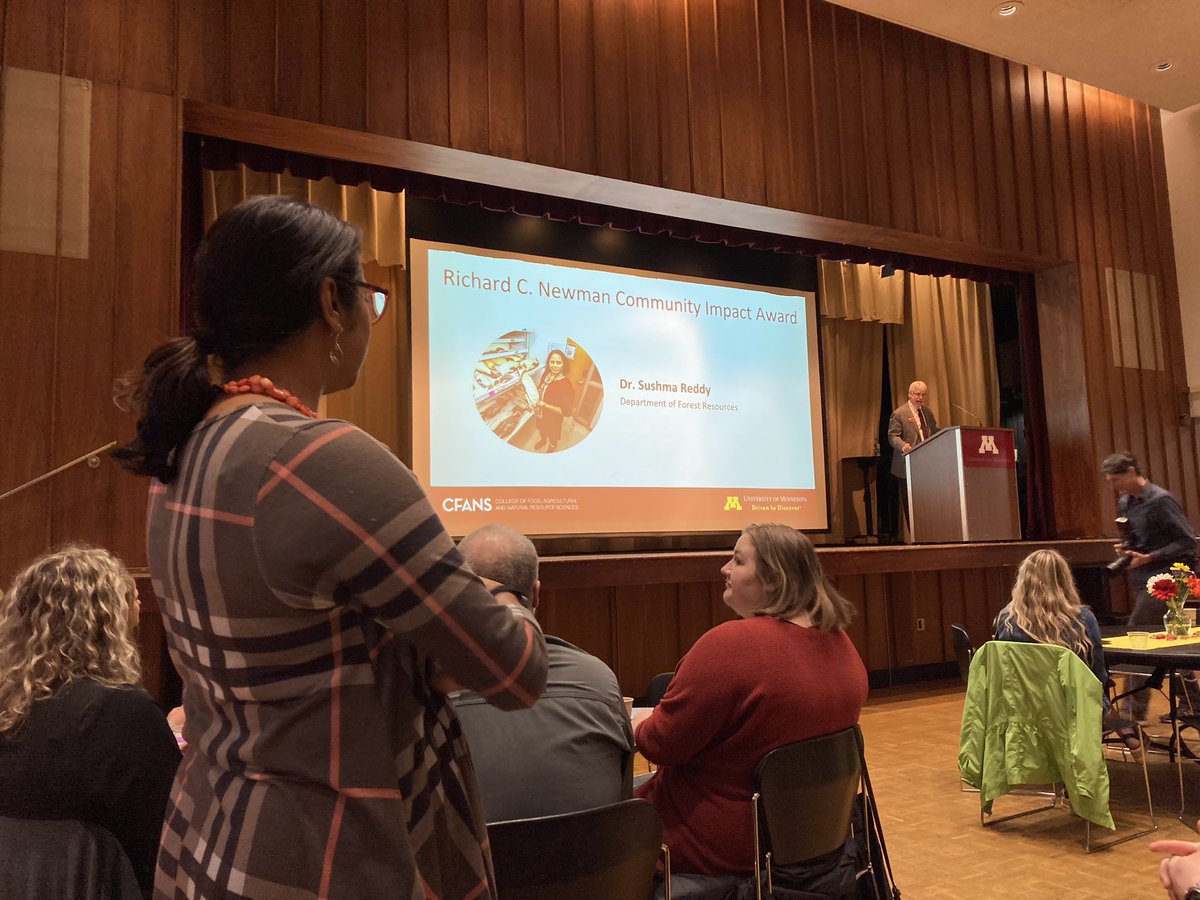 Dr. Holly Menninger (@drholly) on Twitter photo Congrats to Dr. Sushma Reddy <a href="/phylodiversity/">Sushma Reddy</a>, our <a href="/BellMuseum/">Bell Museum</a> Breckenridge Chair of Ornithology and Curator of Birds, for well-deserved recognition at <a href="/CFANS/">CFANS</a> Spring Assembly today as winner of Richard C. Newman Community Impact Award! 👏👏👏 #UMNProud Congrats to Dr. Sushma Reddy <a href="/phylodiversity/">Sushma Reddy</a>, our <a href="/BellMuseum/">Bell Museum</a> Breckenridge Chair of Ornithology and Curator of Birds, for well-deserved recognition at <a href="/CFANS/">CFANS</a> Spring Assembly today as winner of Richard C. Newman Community Impact Award! 👏👏👏 #UMNProud