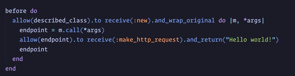 adamcooke's tweet image. If you&apos;re an #rspec user and using `allow_any_instance_of`, may I suggest an improvement? #ruby