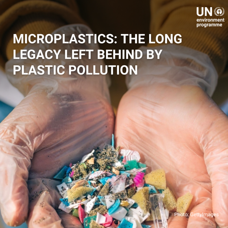 UNEP's tweet photo. Microplastics—found in common products such as clothing, cigarettes, and cosmetics—are a growing threat to both human and planetary health.

Find out more about the urgency to #BeatPlasticPollution ahead of #WorldEnvironmentDay.