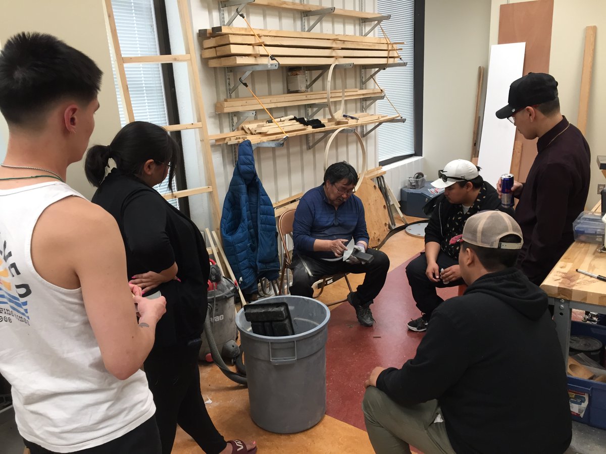This past Friday NS students had their final ulu making lesson with our elder and cultural teacher, David Erkloo.  Qujannamiik David for all your hard work with NS students this year!