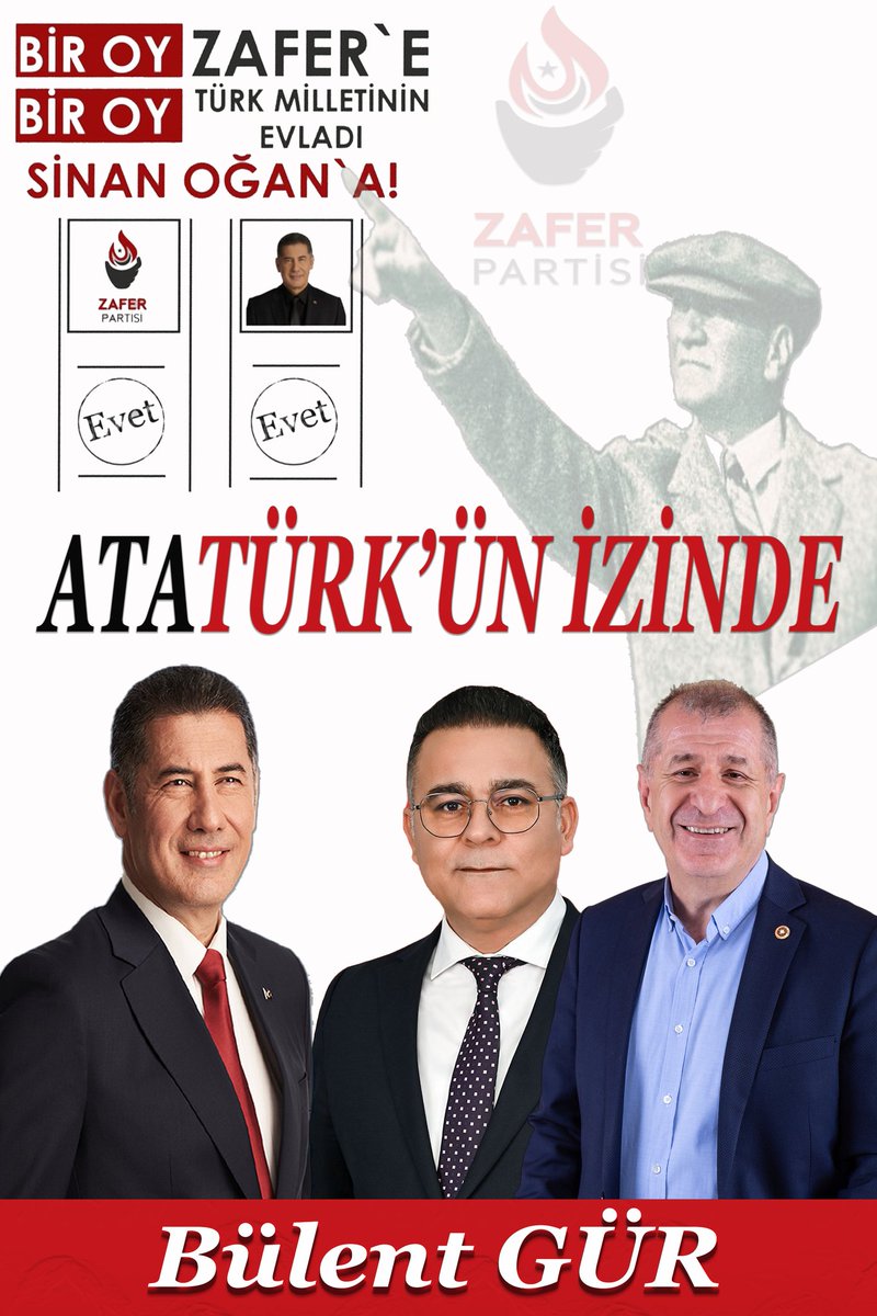 ATATÜRK'ün İzindeyiz @DrSinanOgan @umitozdag @bulent_gur34 @zaferpartisi @ZaferPartisi_34 @CekmekoyZafer @hasim_yalcn 
#OAnGeliyor #zafer #ATATÜRKmilliyetçiliği #BozkurtlarDİRİLİYOR