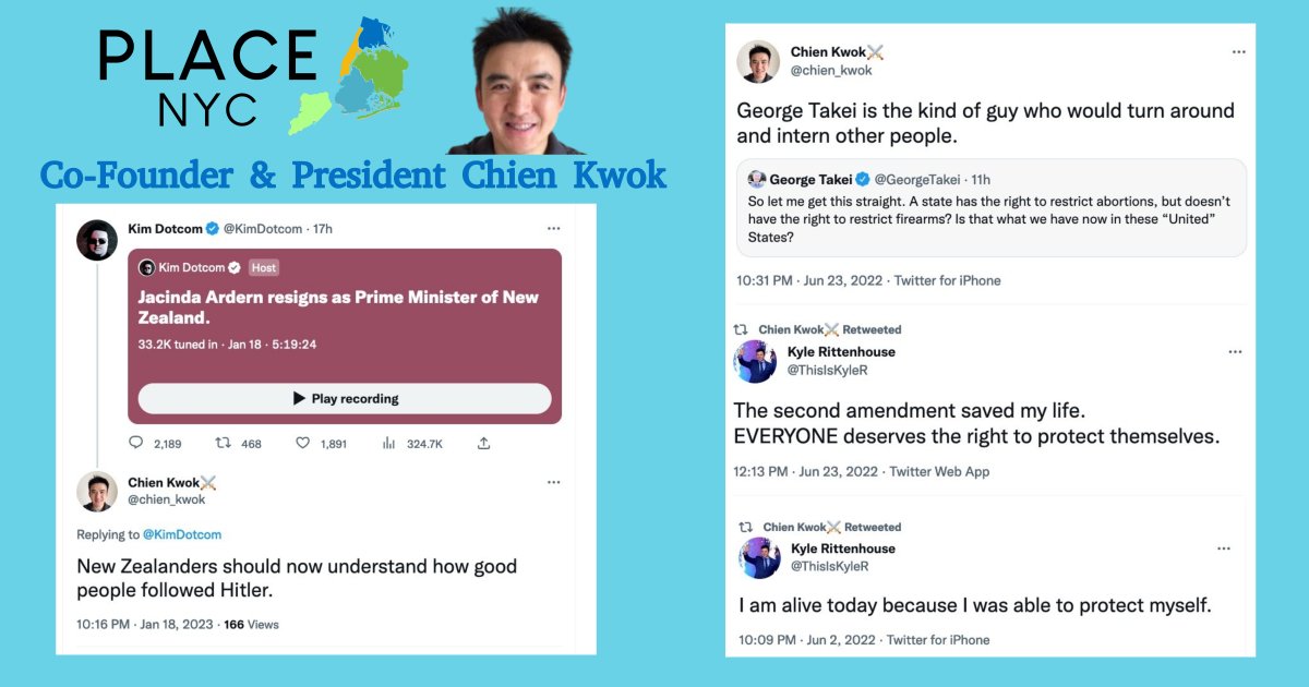 meijer_martina's tweet photo. This is CEC District 2 member & PLACE NYC co-president & founder Chien Kwok. Retweeter of mass shooters & understander of “how good people followed Hitler” #EndPlacism #FireChien https://t.co/NDPRIoxhwi