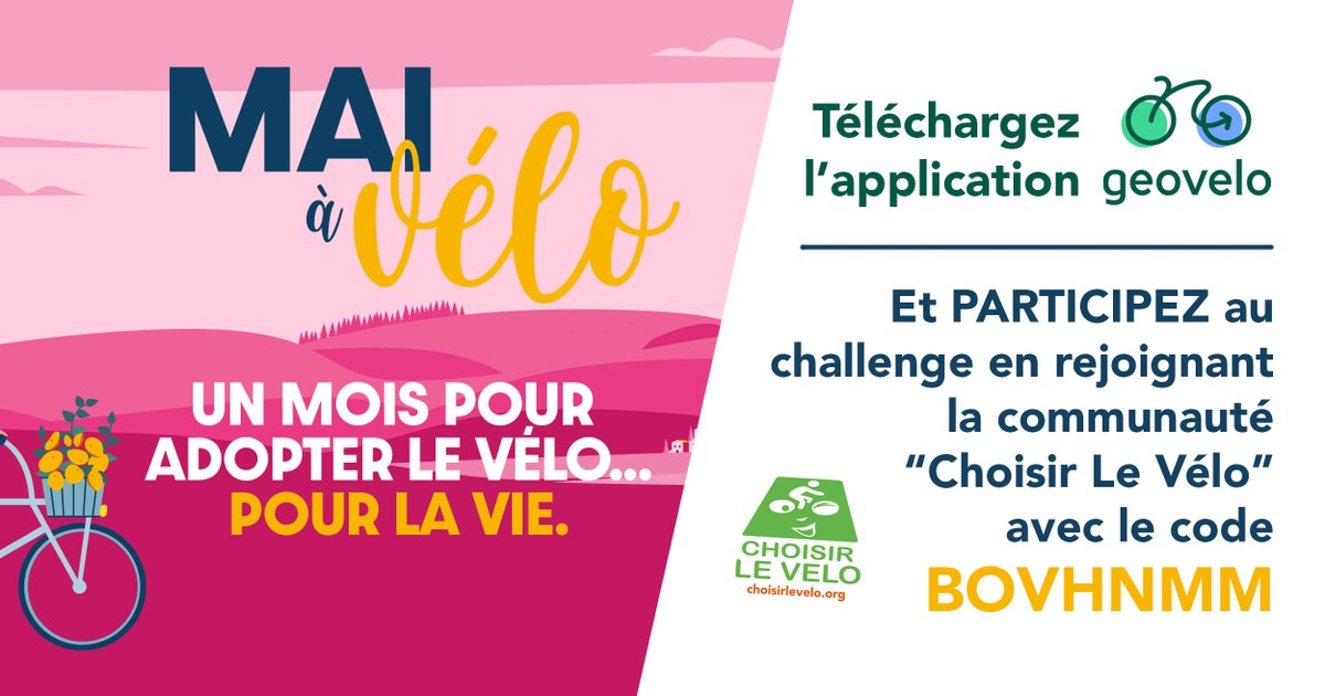 Le joli mois de mai a commencé, c'est plus que jamais le moment de pédaler ! Participez au challenge <a href="/mai_velo/">Mai à vélo</a> en rejoignant notre communauté sur l'application <a href="/geovelofr/">Geovelo</a> avec le code BOVHNMM et faites grimper le score des km parcourus ! #maiavelo #choisirlevelo #challenge #bike