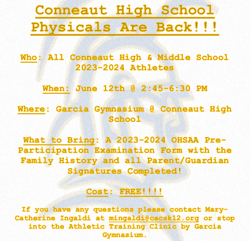 This is also open to Geneva athletes!!
***Free physicals***