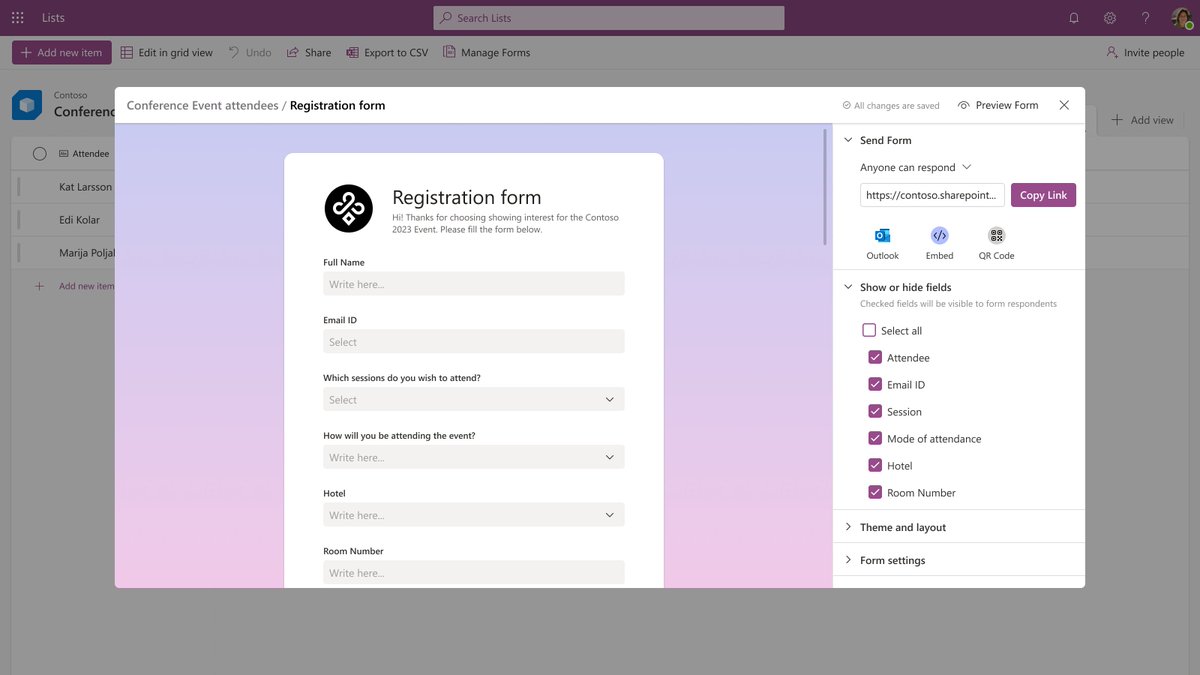 jasmo's tweet image. Content collection made easy with #MicrosoftLists! Now introducing forms 📝, enabling you to collect the right information from anyone, anywhere, across all devices - as seen for the first time on stage at the #M365Conf keynote.