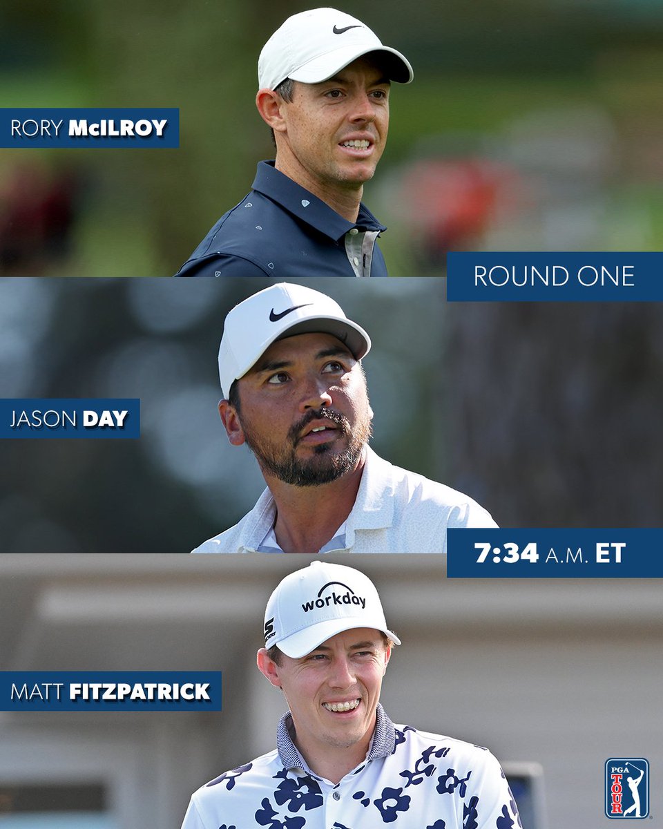 PGA TOUR (@pgatour) on Twitter photo Tee times are live <a href="/WellsFargoGolf/">Wells Fargo Golf</a> 🤩
Thursday
7:23 a.m. ET
Cantlay
Homa
Theegala
7:34 a.m. ET
Day
Fitzpatrick
McIlroy
7:45 a.m. ET
Conners
English
Finau
Friday
7:23 a.m. ET
Kim
Schauffele
Spieth
7:34 a.m. ET
Bradley
Fowler
Thomas
7:45 a.m. ET
Hovland
Morikawa
Young Tee times are live <a href="/WellsFargoGolf/">Wells Fargo Golf</a> 🤩
Thursday
7:23 a.m. ET
Cantlay
Homa
Theegala
7:34 a.m. ET
Day
Fitzpatrick
McIlroy
7:45 a.m. ET
Conners
English
Finau
Friday
7:23 a.m. ET
Kim
Schauffele
Spieth
7:34 a.m. ET
Bradley
Fowler
Thomas
7:45 a.m. ET
Hovland
Morikawa
Young