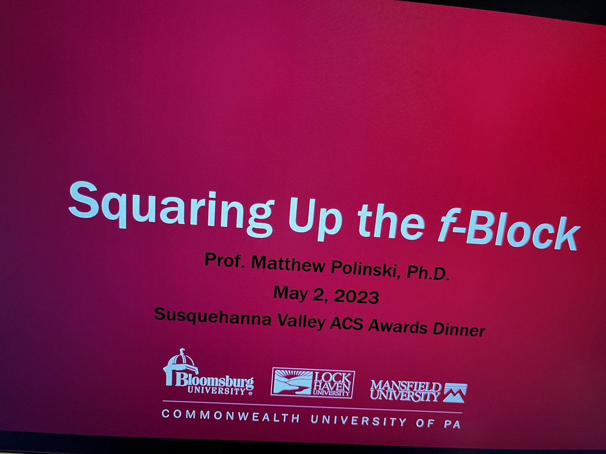 PolinskiGroup's tweet image. Looking forward to presenting my group’s research over the last few years at the Susquehanna Valley ACS Awards banquet tonight. #ACS #fblockrocks
