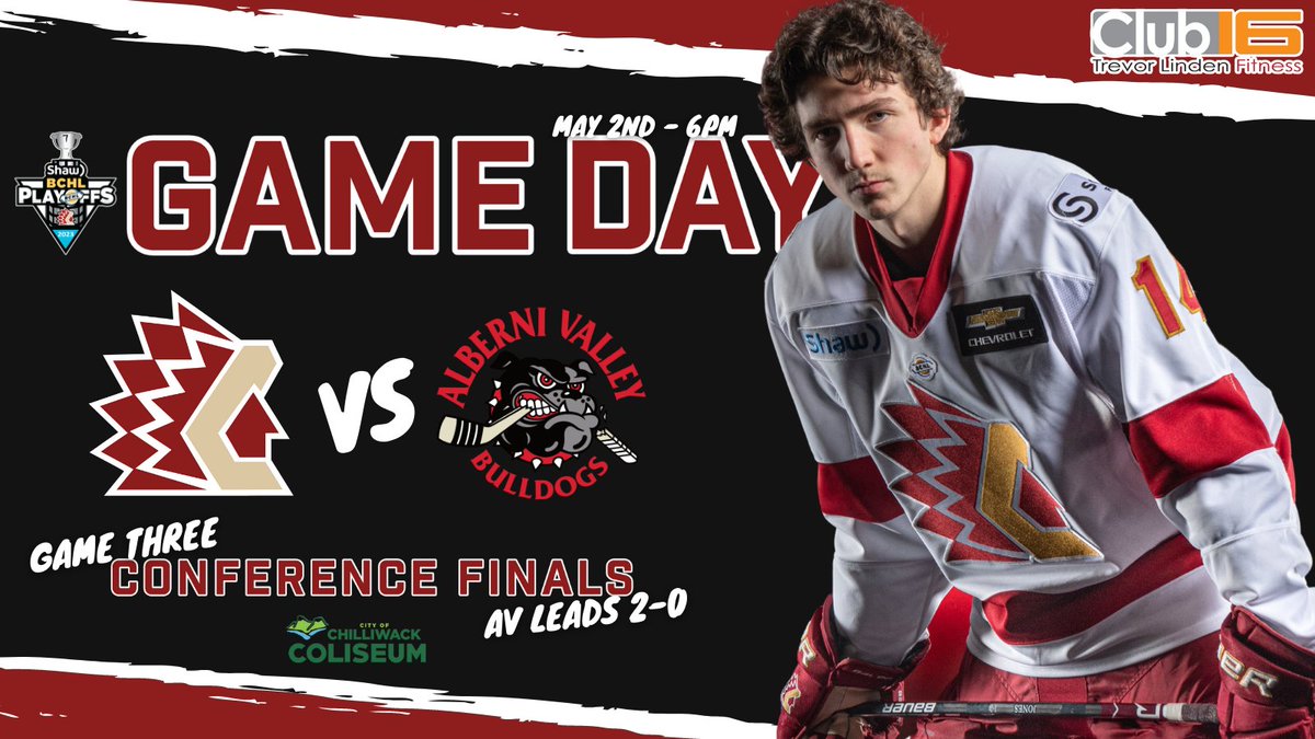 Chiefs_Hockey's tweet photo. GAME 3️⃣ OF THE COASTAL CONFERENCE FINALS! 

Trevor Linden will be here signing autographs with @trevorlindenfit, Sardis Drumline will perform, and much more!

🆚 Alberni Valley Bulldogs
📍 Chilliwack Coliseum
🎟 https://t.co/LjOLvRgJfq
📻 @895jrcountry 
🖥 https://t.co/z1JVnXIp5W https://t.co/cKAtcaqrXg