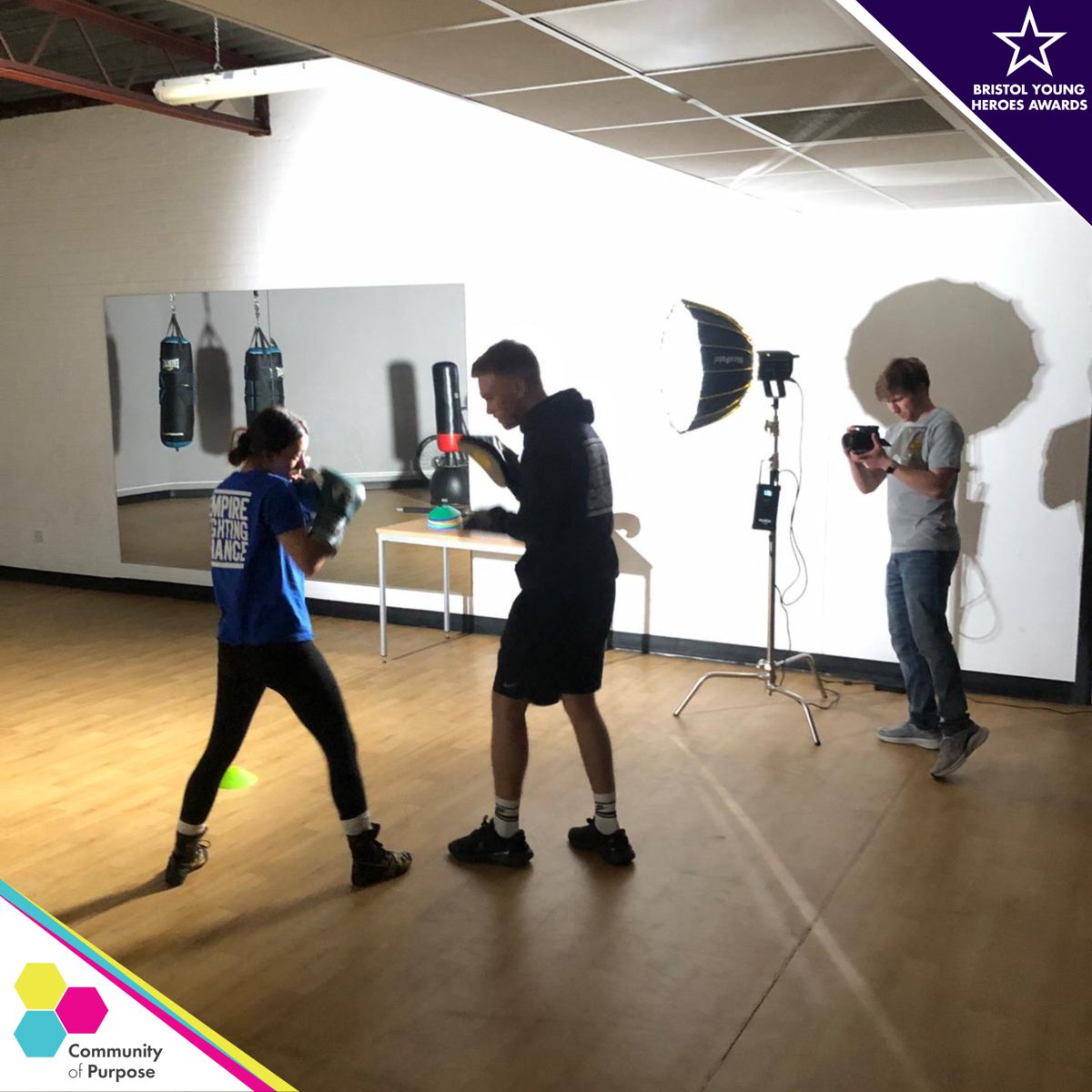 Today we were out for day two of filming our Bristol Young Heroes Finalists📽️ We have visited Youth Moves, Empire Fighting Chance and are finishing off the day at City Hall. Thank you to the wonderful Dougie from @theStudioDuo for carrying out the filming 🙏 #empoweringpeople