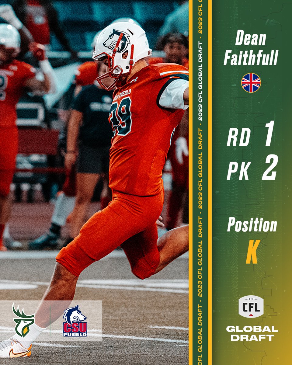 🇬🇧 Faithful in Dean, can't wait to see him in Green.. and Gold - <a href="/FaithfullDean/">Dean Faithfull</a> (K) <a href="/CSUPFootball/">CSU Pueblo Football</a> 

READ MORE | bit.ly/3AOhk2K 

#OurTeamOurCity #GoElks #GlobalDraft #CFL