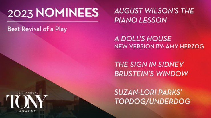 Black performers and Black plays got lots of Tony nominations today! #TonyAwards #BlackBroadway 🎭💃🏽🕺🏽🎤👏🏿✊🏿