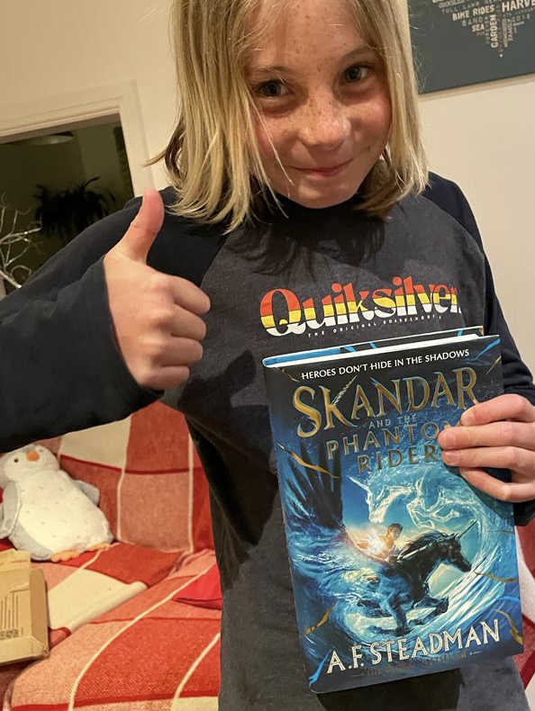 Back in September, we recommended AF Steadman's 'Skandar &amp; the Unicorn Thief' to Harvey in Yr6. He enjoyed it so much, he asked his mum to pre-order the sequel! We love how thrilled he is with his delivery of 'Skandar &amp; the Phantom Rider'-we can't wait to hear his review!📚
