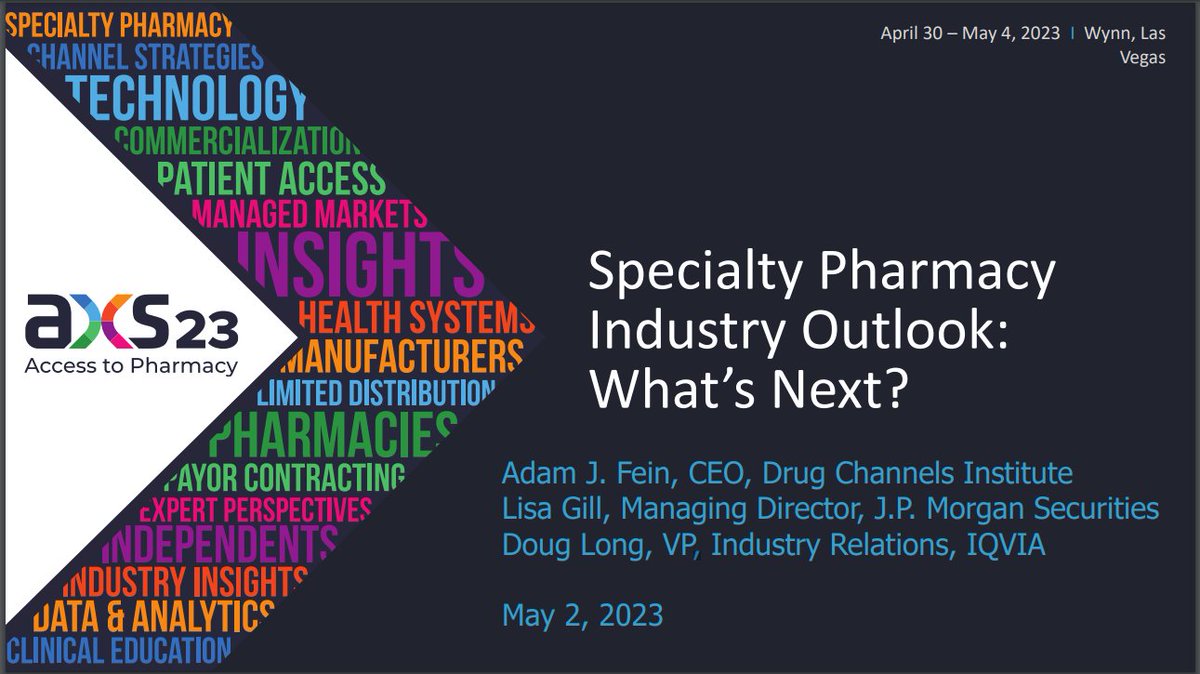 Adam J. Fein (@drugchannels) on Twitter photo ICYMI: Here's the full slide deck from "The Specialty #Pharmacy Industry Outlook: What's Next?" with:
- Adam J. Fein <a href="/DrugChannels/">Adam J. Fein</a>
- Lisa Gill <a href="/jpmorgan/">J.P. Morgan</a>
- Doug Long <a href="/IQVIA_US/">IQVIA US</a>
==> drugch.nl/asembia23 <==
#Asembia23 #AXS23 <a href="/asembiarx/">Asembia</a> ICYMI: Here's the full slide deck from "The Specialty #Pharmacy Industry Outlook: What's Next?" with:
- Adam J. Fein <a href="/DrugChannels/">Adam J. Fein</a>
- Lisa Gill <a href="/jpmorgan/">J.P. Morgan</a>
- Doug Long <a href="/IQVIA_US/">IQVIA US</a>
==> drugch.nl/asembia23 <==
#Asembia23 #AXS23 <a href="/asembiarx/">Asembia</a>