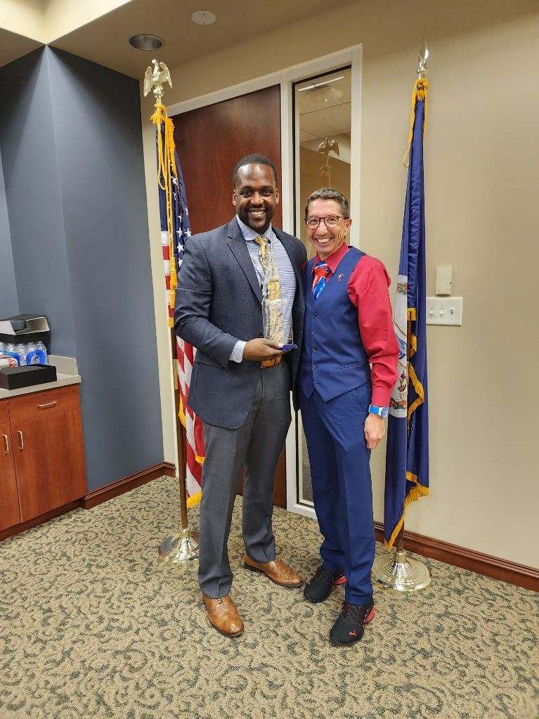 VA-Richmond DO SBPOY winner, Tyrone Logan(left)-Obsidian Solutions Group.  Pictured with  Carl Knoblock, DO DD.