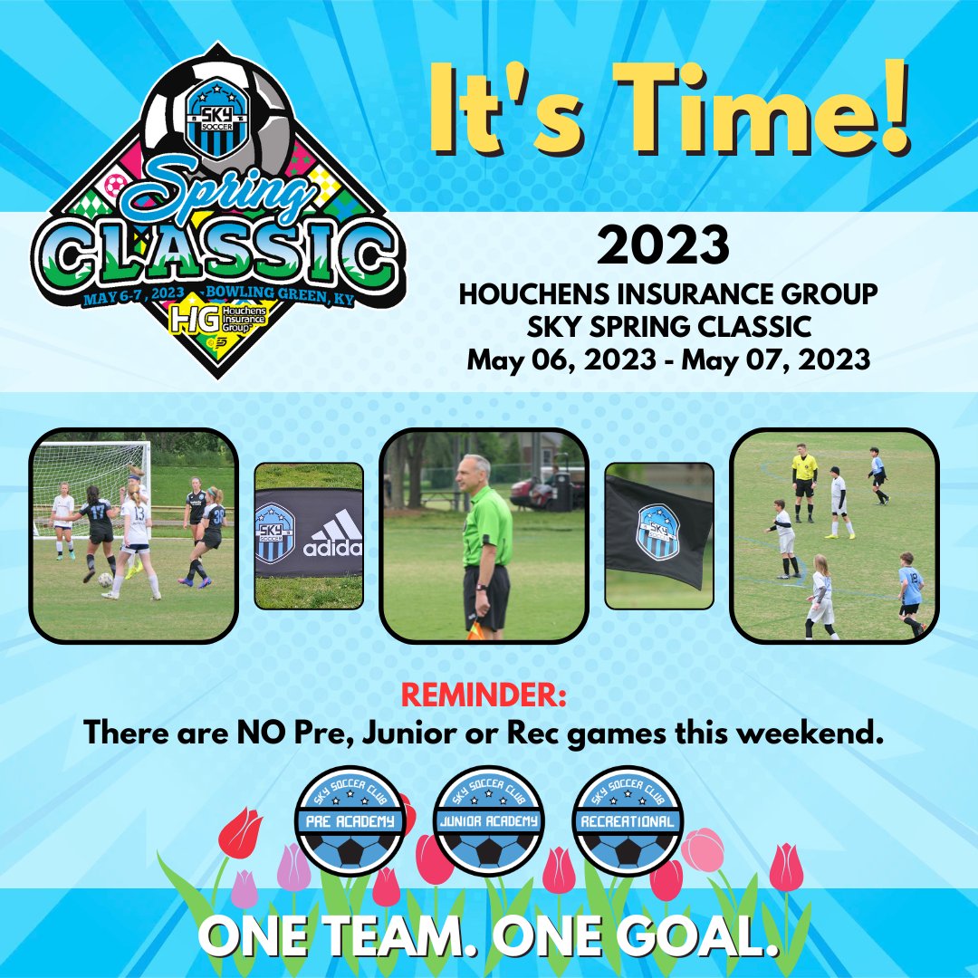 SKYSoccerBG's tweet photo. 🗓️ It's that time again.  🌷 Spring is in the air and SKY Soccer is very excited to be hosting the 29th Annual Spring Classic Tournament May 6th and 7th at Lovers Lane Soccer Complex.  🎉 

#PlayerForTheShield #SKYisBG #SKYSoccerBG #GreatPlayersGreatPeople #SpringClassic https://t.co/4XbDsbiCKk