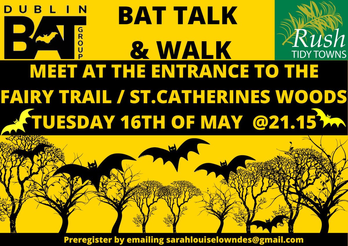 Due to popular demand we have another Bat talk/walk organised for the 16th of May. Kevin Delahunty, of Dublin Bat Group will lead us through St Catherine's Woods and hopefully we will be lucky and spot and hear some bats. Please see flyer for details.