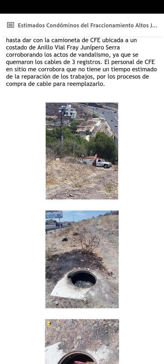arquimiramontes's tweet photo. El administrador del condominio contacta a @CFE_Contigo y responden que no tiene tiempo de repuesta para reanudar el servicio en #altosjuriquilla ya que no saben cuando van comprar el cable. https://t.co/vyJEDOX60k
