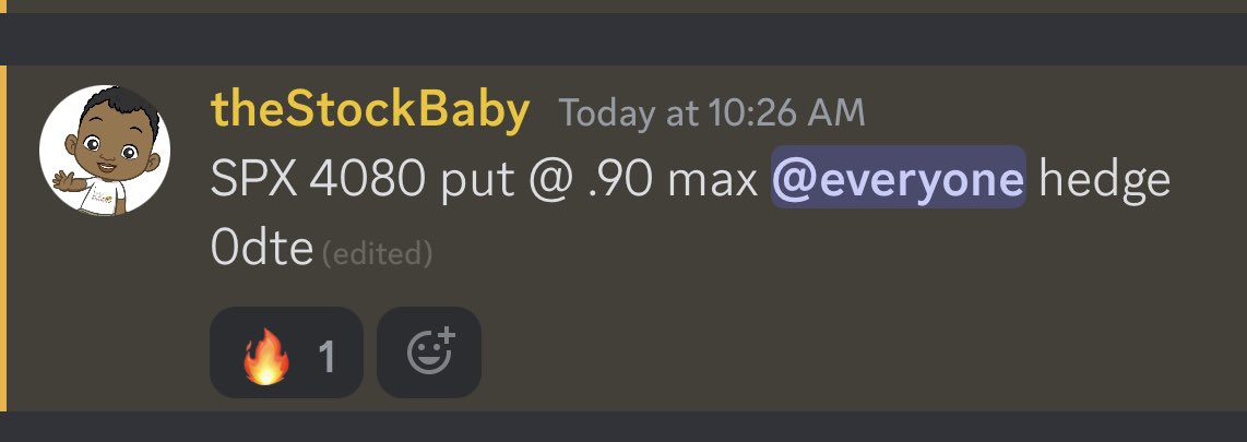 $22K day trading SPX 4080 P hedges.

The team alerted the signal early and the printers printed from there. DM to join now and for a limited time we are running a 50% off first month promo for first 10 people .