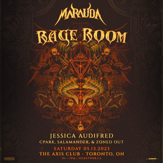 STOKED to be playing for the don <a href="/maraudamusic/">MARAUDA</a> in Toronto with <a href="/JessicaAudifred/">Jessica Audiffred</a> !! 
feels so surreal to open for one of my favourite artists 🙏🏻 I’ve been dying to play another heavy set and can’t wait to rage with y’all again. huge thank you to <a href="/ProductionsDnr/">DNR Productions</a> for having me 😈
