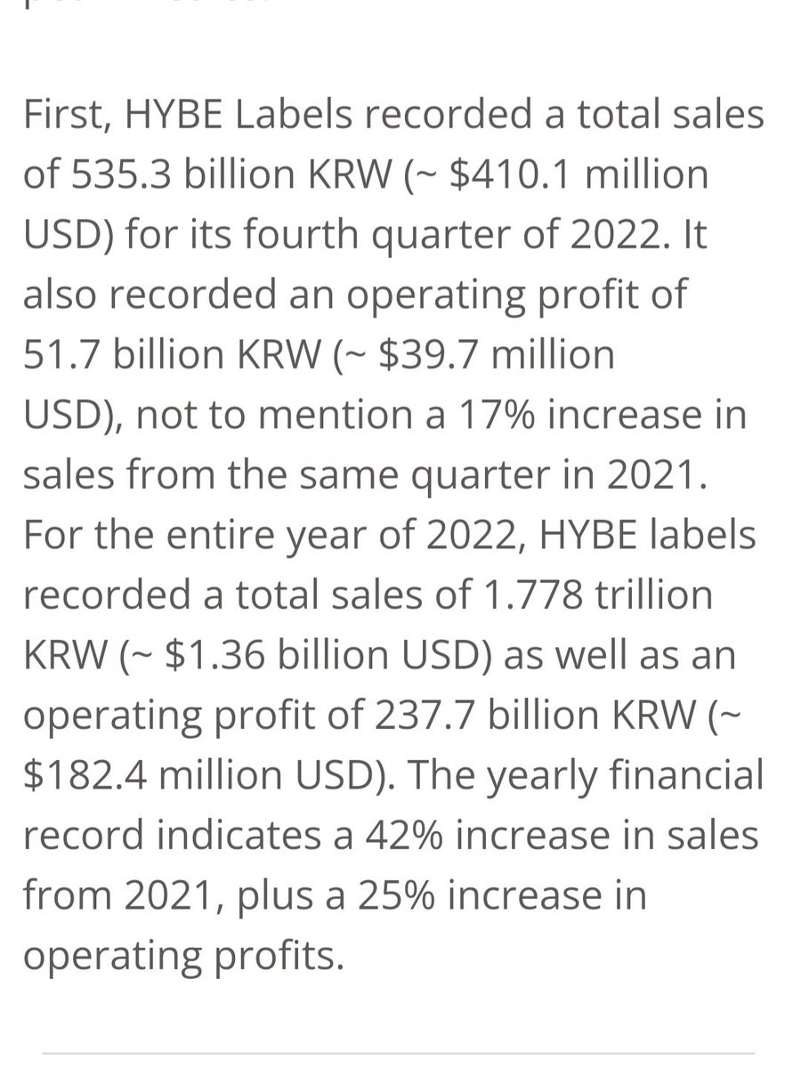 lattaeconpan's tweet photo. this last year was huge financially for hybe. if they go through with dynamic pricing, it's really nothing more than greed. if you "believe in music" like you say do, you would give fans fair opportunities to experience the music of the artists they support #NoDynamicPricing https://t.co/h4eMnGOg2N