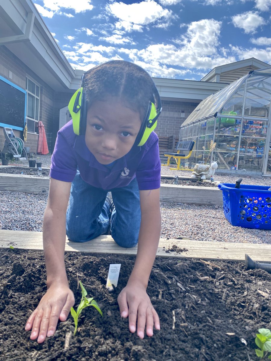 Planting ‘Sweet Peppers’ in the #CommunityGardenSeatack 🌱 ⁦@SeatackDream⁩ #EcoHeroesSeatack ♻️  #Spring ⁦@vbschools⁩ #1stGrade #LittleSprouts