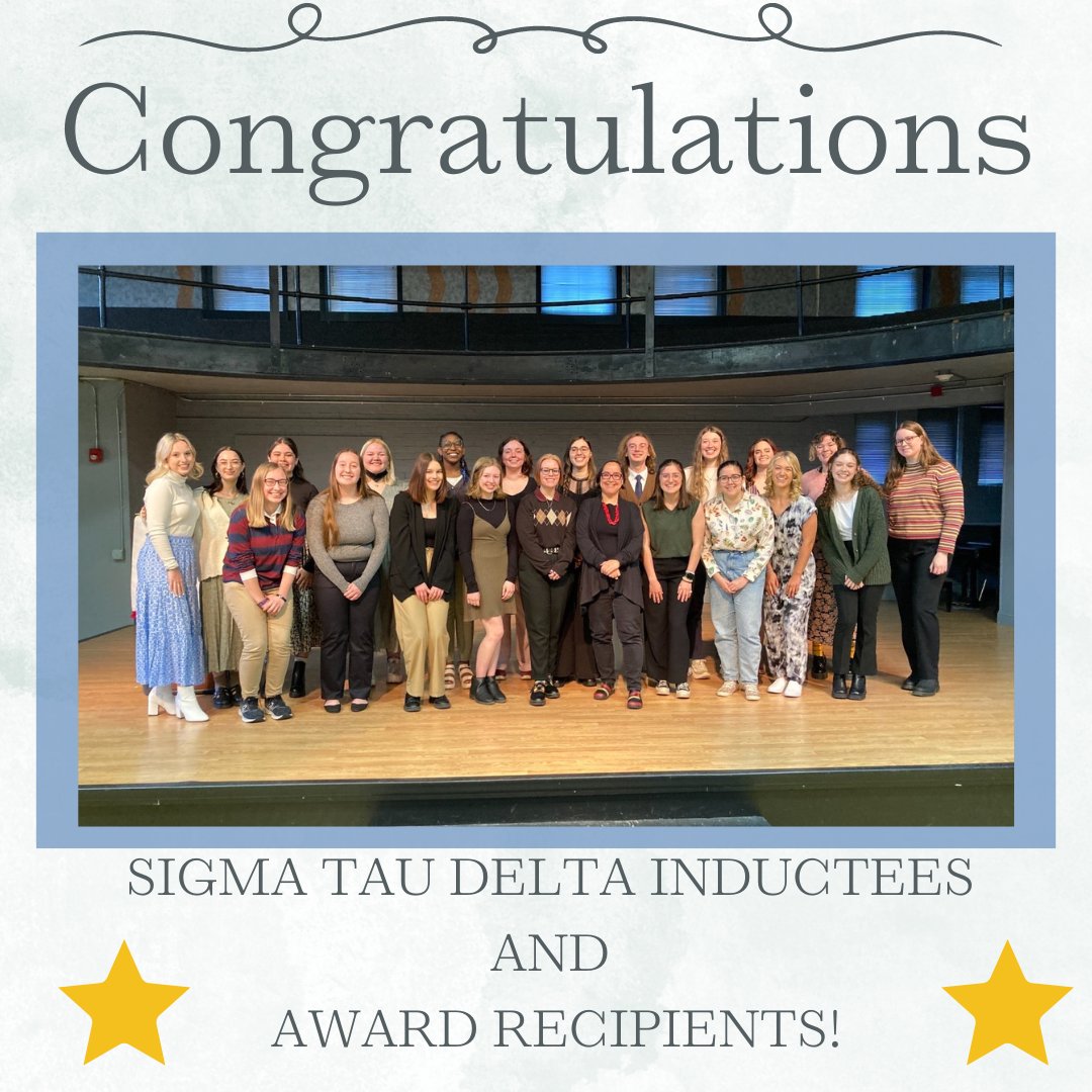 Congratulations to our Sigma Tau Delta inductees and awards/honors recipients! We are so proud of all of your incredible work and hope you continue making great strides in the English field! 🏆