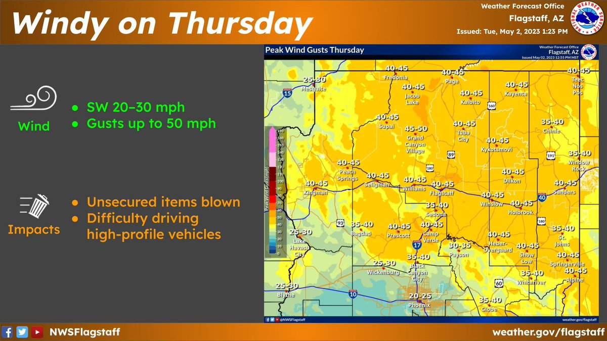 NWS Flagstaff on Twitter "💨Windy conditions will develop on Thursday