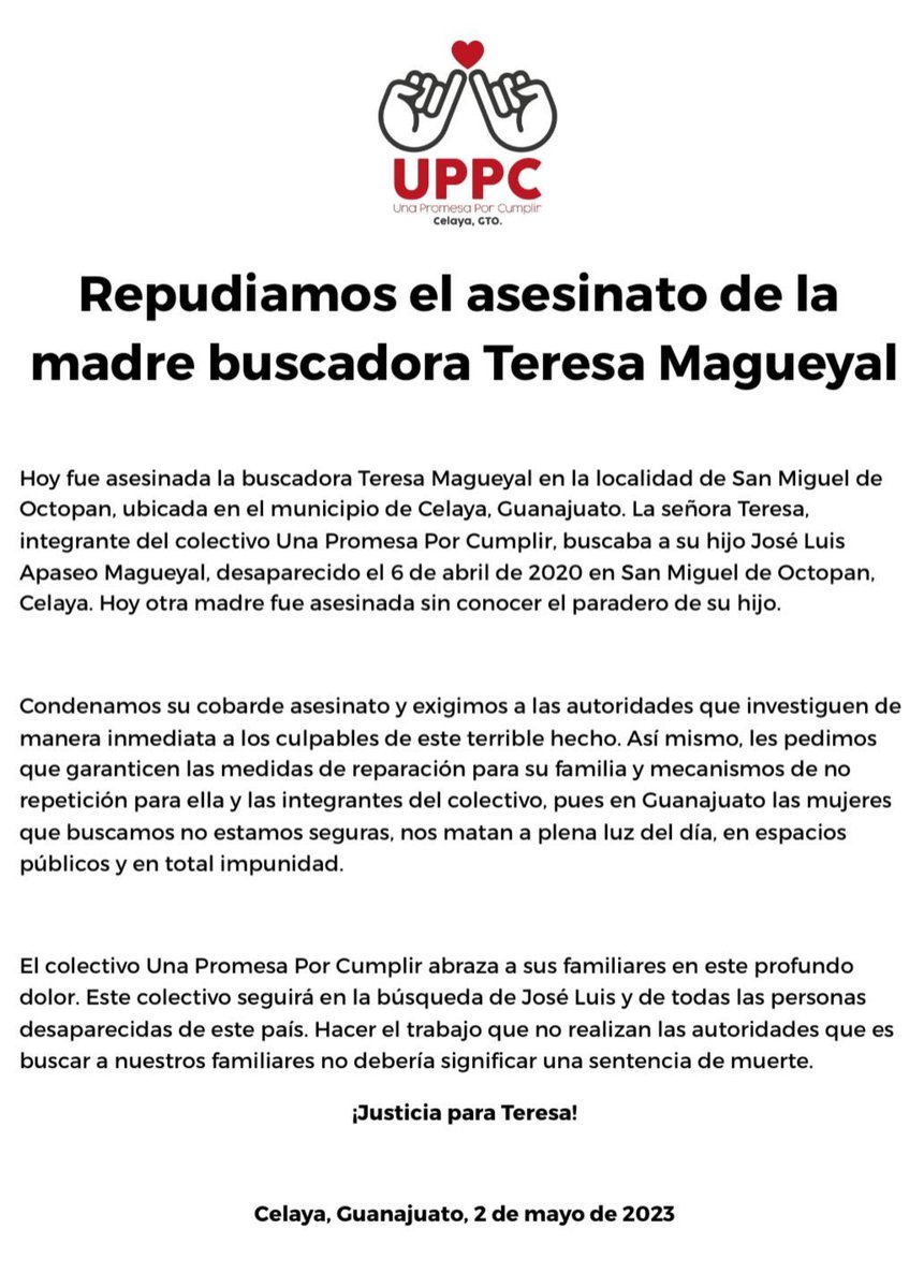 alvaro_delgado's tweet photo. El sangriento Guanajuato: Teresa Magueyal, madre buscadora, fue asesinada en Celaya, uno de los estados y municipios más violentos de México https://t.co/F1zN1knFLg