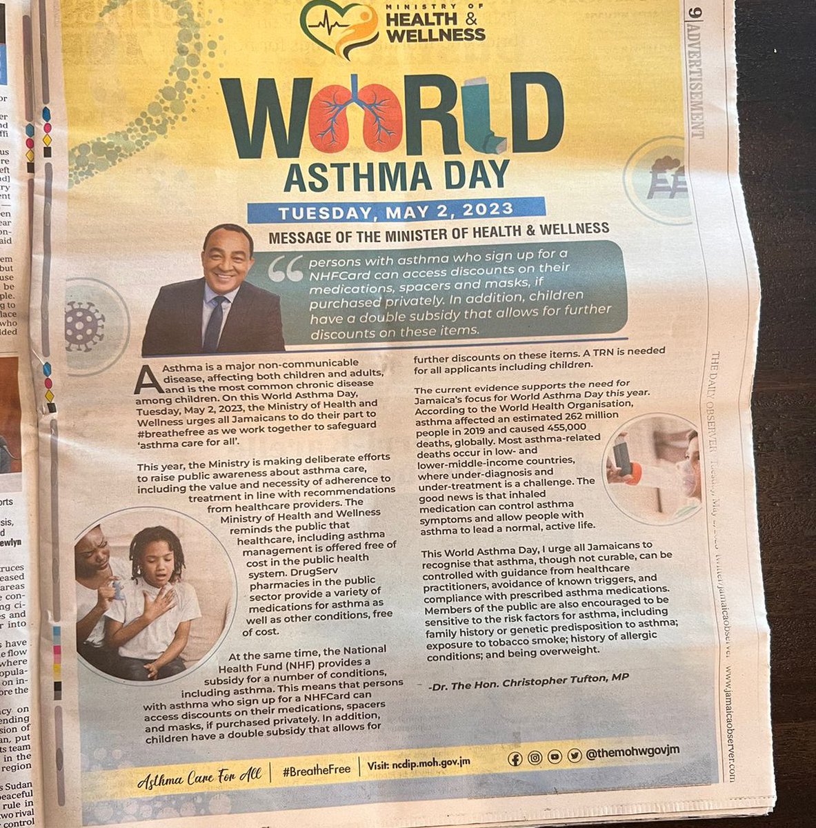 wersocreative's tweet photo. World Asthma Day is held each May to raise awareness of Asthma worldwide.
This year's theme is “Asthma Care for All”.
So Creative Ltd is happy to have provided graphic design services for the @themohwgovjm to get this message across.
#wersocreative #SoCreativeAgency https://t.co/r7h3TrU19S