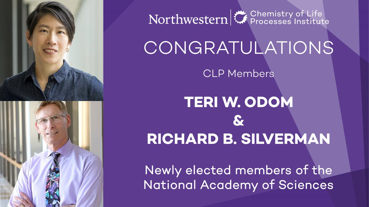 We are delighted to congratulate @CLP_Institute members Teri Odom and Richard B. Silverman for their election to the National Academy of Sciences! bit.ly/3LP1lIg #NASmembers! #NAS160 @theNASciences @NUChemistry