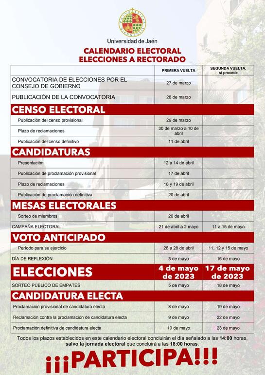 Universidad de Jaén (@ujaen) on Twitter photo Hoy, día de reflexión en la <a href="/ujaen/">Universidad de Jaén</a>
🗳️Mañana día de las Elecciones a Rectorado y Claustro Universitario de la #UJA ¡Participa en el futuro de tu Universidad!
👇Conoce aquí las fechas claves del proceso electoral
ujaen.es/gobierno/secge… Hoy, día de reflexión en la <a href="/ujaen/">Universidad de Jaén</a>
🗳️Mañana día de las Elecciones a Rectorado y Claustro Universitario de la #UJA ¡Participa en el futuro de tu Universidad!
👇Conoce aquí las fechas claves del proceso electoral
ujaen.es/gobierno/secge…