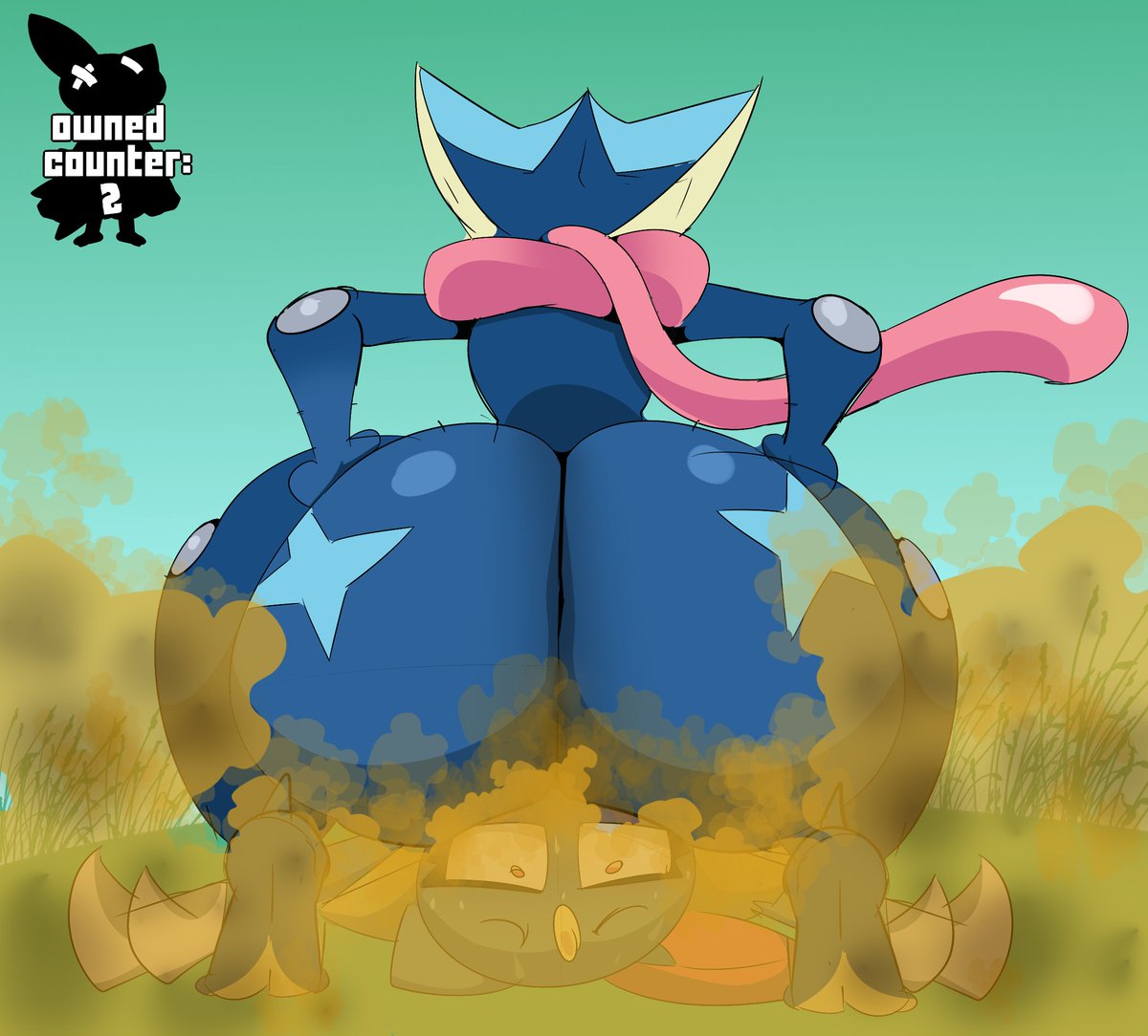 ButtSharb's tweet photo. Greninja commission for @HeathConner8 https://t.co/BNsuUwSBUX