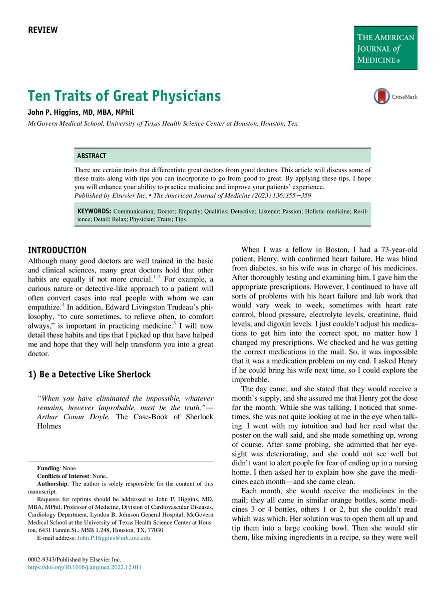 McGovernMed's tweet photo. Want to know what makes some physicians great? Be check out Dr. John Higgins' Ten Tips of Great Physicians" which was recently published in the American Journal of Medicine! #McGovernMedSchool 

https://t.co/Ze0eIMsAwR https://t.co/RfCSNyW1gO