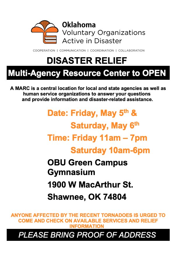 Oklahoma DEMHS on Twitter "Multi Agency Resource Centers will be open