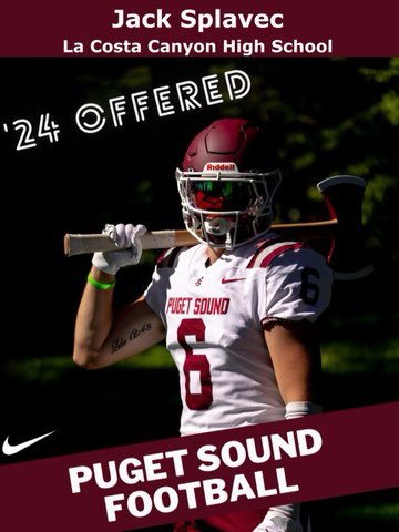 JackSplavec's tweet photo. Excited to receive a(n) offer to The University of Puget Sound! Thank you to the coaching staff for this opportunity! @jeffthomas4 @SSovacool55 @LeftCoastAthl https://t.co/eTrD8UuH06