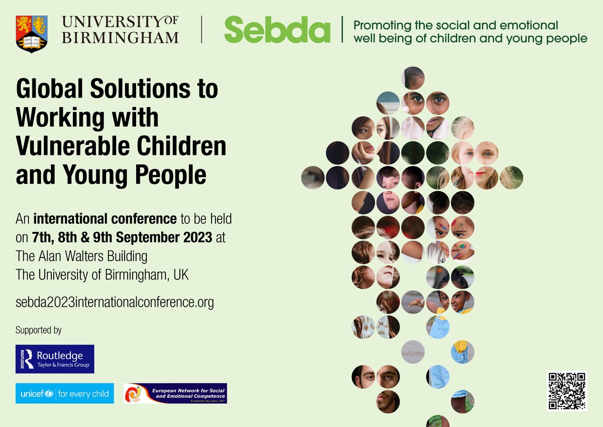 Join us to share international insights into the inclusion of socially and emotionally vulnerable children and young people and celebrate their resilience in surviving trauma, loss and displacement. @SebdaOrg @DISN_UoB Find out more sebda2023internationalconference.org #sebda2023