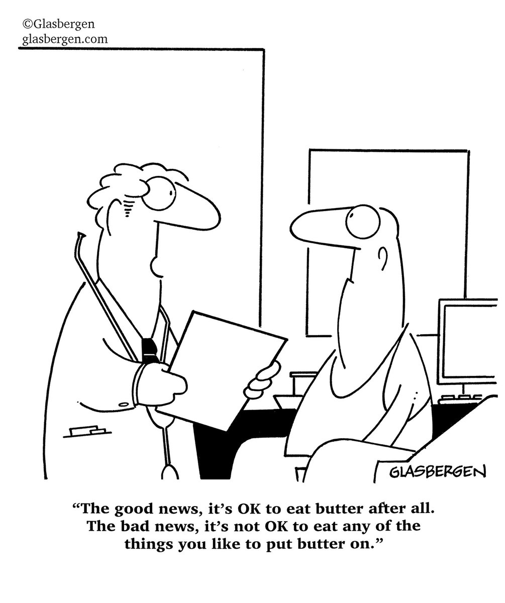 Recoveryplus_h's tweet photo. “The good news, it’s OK to eat butter after all. The bad news, it’s not OK to eat any of the things you like to put butter on.” 🧈🤣 @physicianswkly #recoveryourhealth #remotecardiacrehab #cardiologist #cardiology #cartoon #healthydiet #physiciansweekly

https://t.co/lYJdfk3hGA https://t.co/TCafPKNA4b