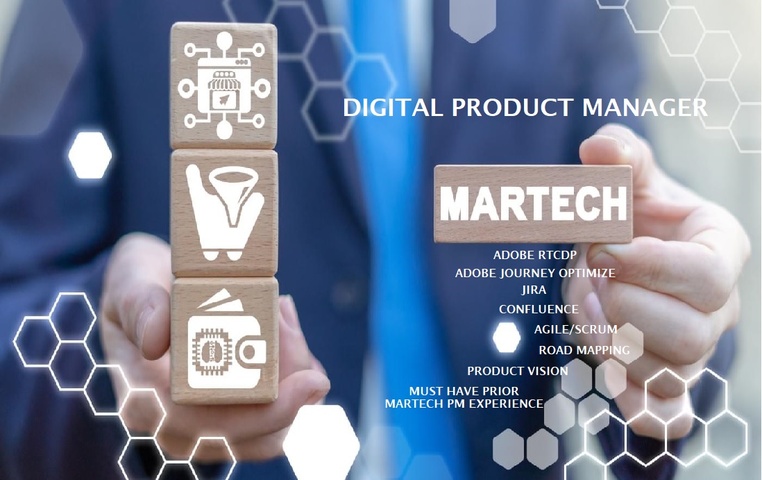 #NowHiring a Digital MarTech Product Manager! 
#adobe #martech #digitalproductmanager #productmanager #digital #jira #confluence #journeyoptimize #RTCDP
