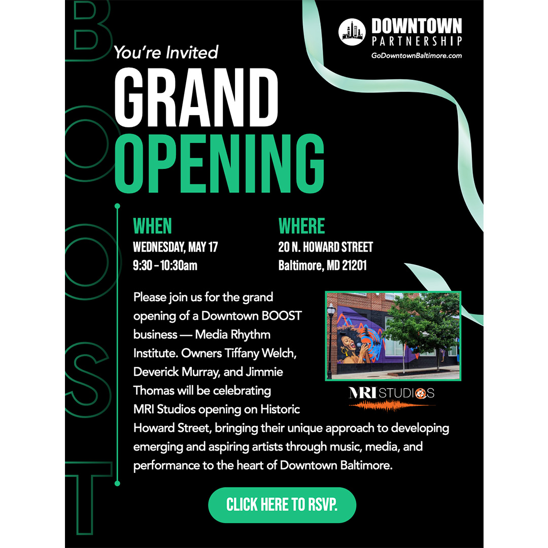 MRIPrograms's tweet photo. We can't believe it, but the time has finally come MRI Studios will open later this month. We are excited to share it with the community. Stay tuned for more info about opening weekend activities. #MRIPrograms #MRIStudios #Boost #BaltimoreBoost #DowntownBaltimore #BromoArtWalk https://t.co/Ix9BmqX8eo