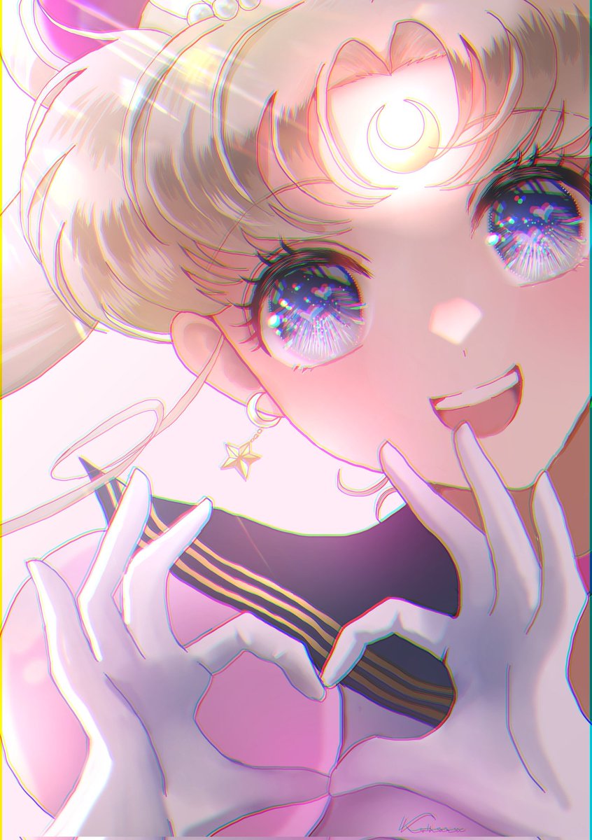 sailor moon ,tsukino usagi 1girl solo crescent gloves heart blonde hair white gloves  illustration images