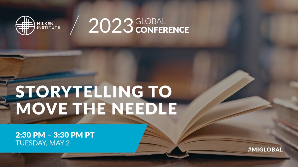 HAPPENING NOW: One person’s narrative has the power to impact millions around the world. This session examines how we can utilize storytelling to advance broader social, civic, + corporate change. Watch via #MIGlobal: milkeninstitute.org/panel/14499/st…