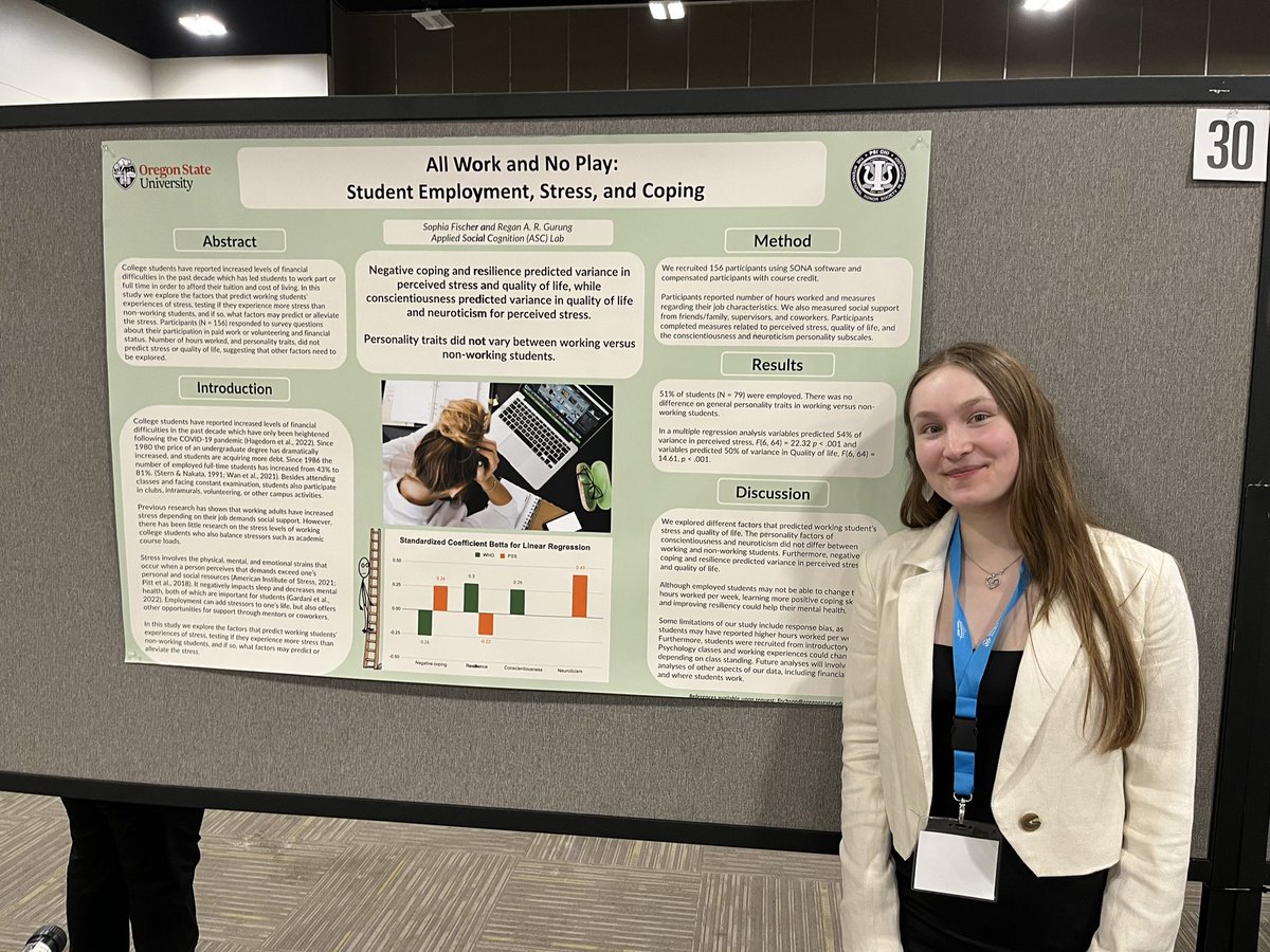 ReganARGurung's tweet photo. Presenting a poster at a conference is one of the most exciting ways for students to engage with science. It makes the work real. Cheers to my #ASCLAB for a great #WPA2023 outing. @OregonState @PsychScienceOSU @CLAOSU Read work here: https://t.co/x7CFje1jLT. 1/2 https://t.co/T6xlT66wsU
