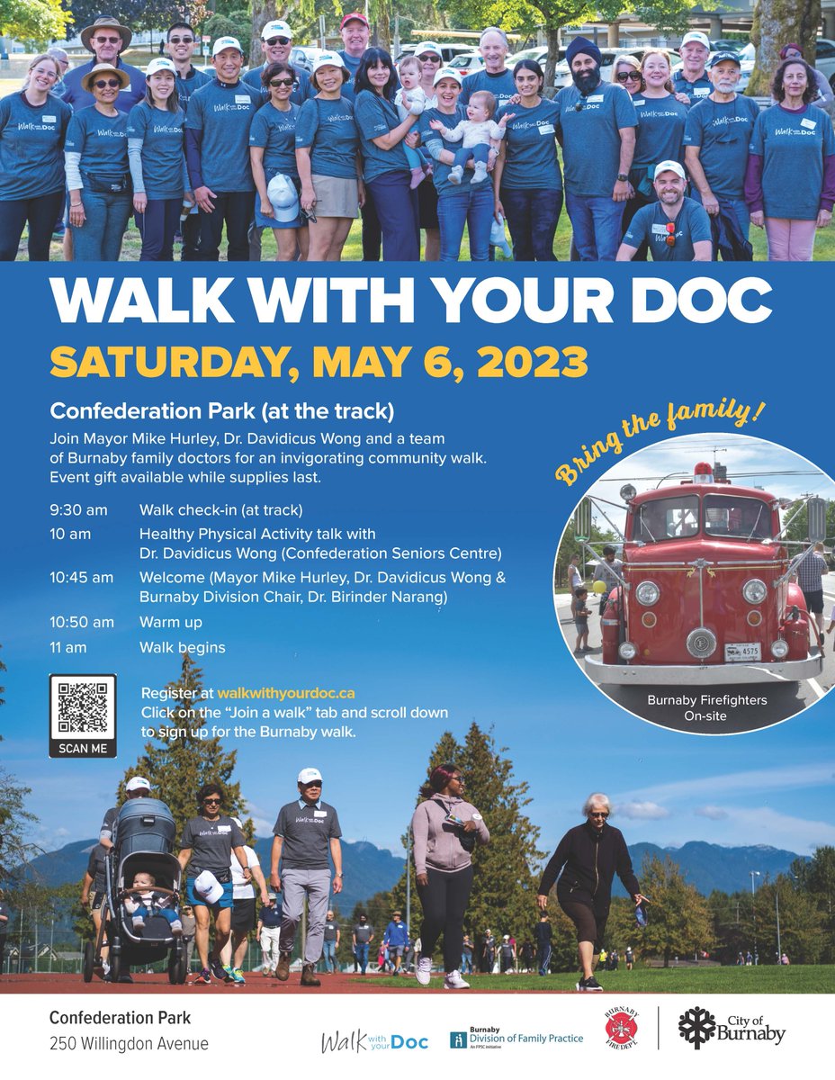BurnabyDFP's tweet photo. Looking for some motivation to get out and move?! Join us this Saturday for #Burnaby's #WalkWithYourDoc and you won't be on your own! (SAT, May 6, 9:30-noon)

Register here https://t.co/CXZ0fq0OzW 

Participants qualify for an event gift (while supplies last) https://t.co/y9V8Axhk73