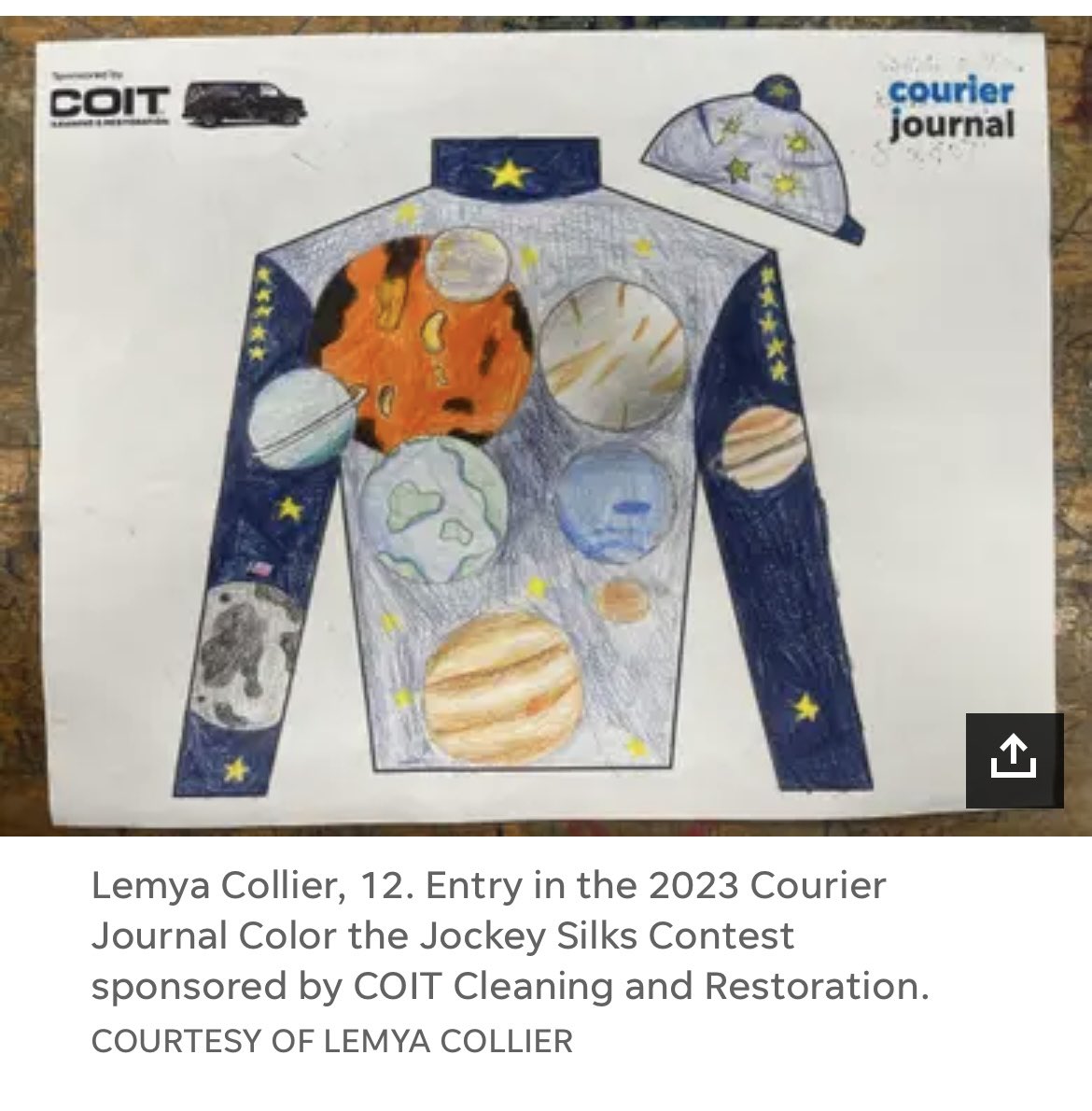 My classes participated in the Courier Journal Jockey Silks Design Contest and TWO of Johnson’s students designs were posted on the CJ Facebook page!!!
@JCPSKY @JCPSSuper @MrCathey21 @Johnson_Jaguars #TheEarthWithoutArtIsEh #RoarJagsRoar