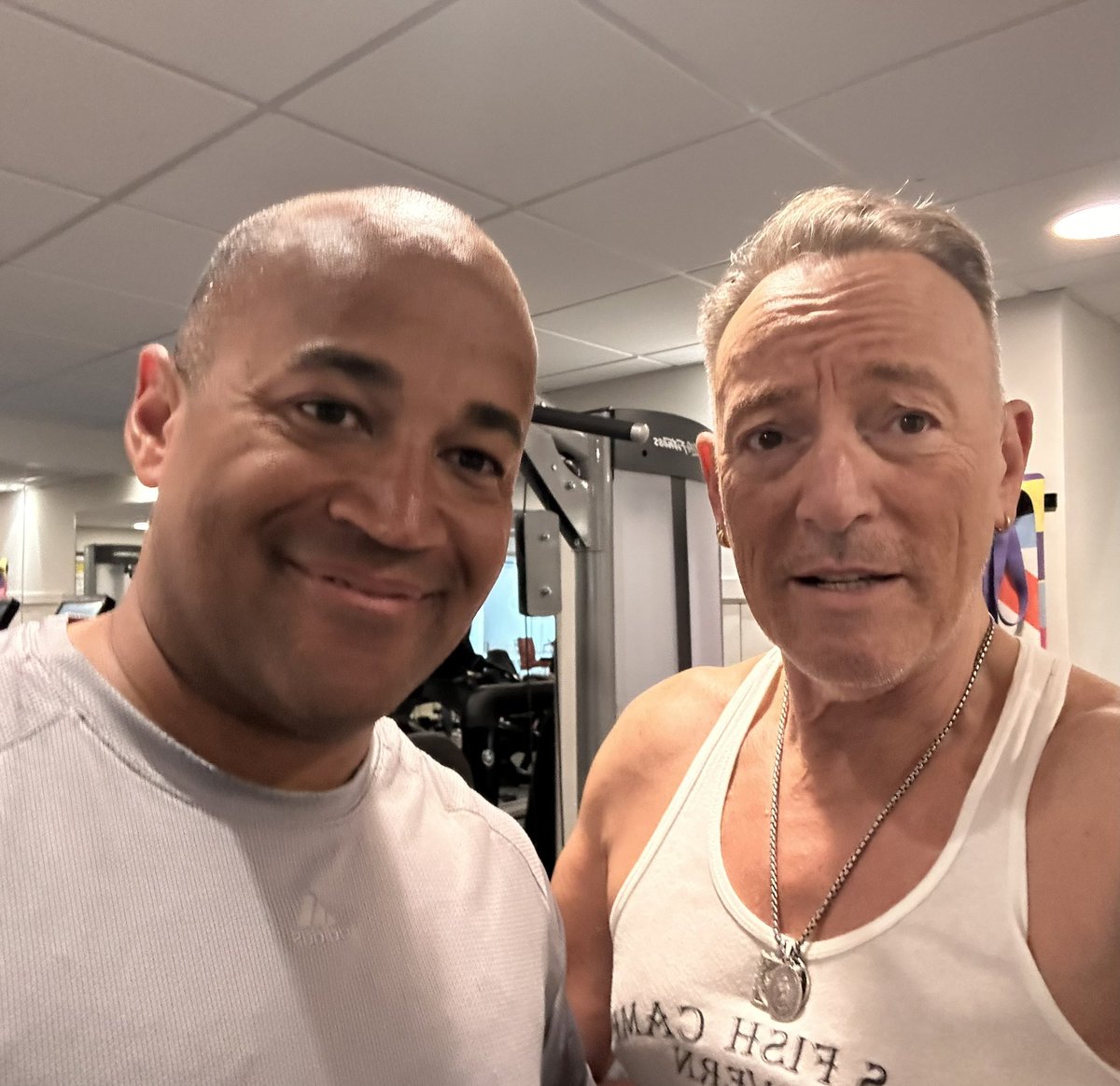 ddisparte's tweet photo. Word to the wise…when traveling, go to the gym. Today’s workout partner…the legendary .@springsteen. @circle’s #USDC was also #BornInTheUSA 🇺🇸 https://t.co/qb5F1dA5LR