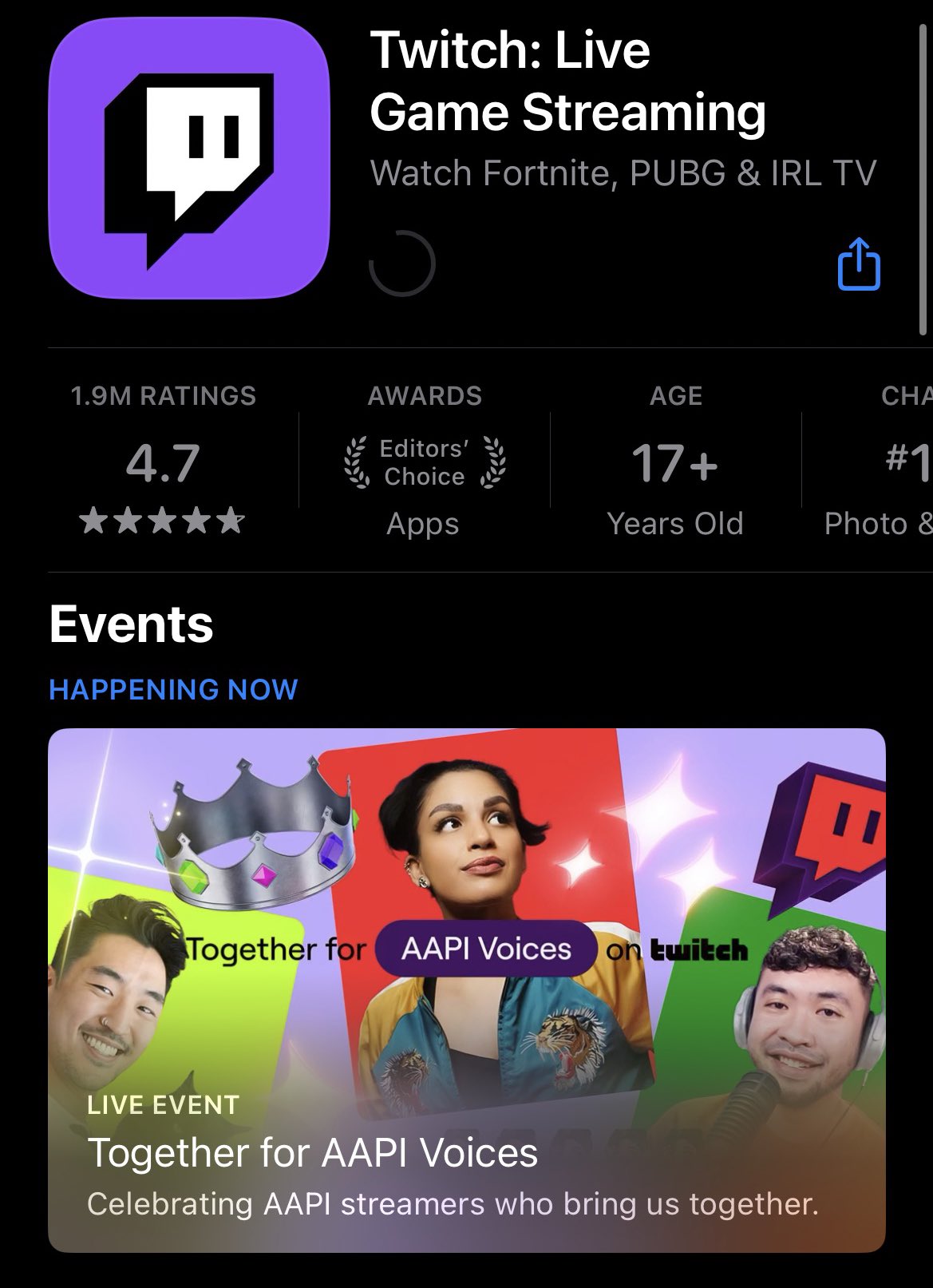 Twitch na App Store