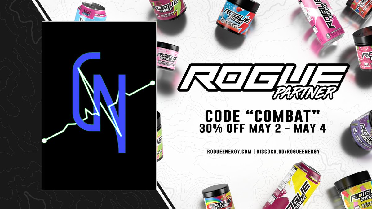CombatNursing's tweet photo. Yo! We are now partnered with Rogue Energy!  Starting today until May 4th you can get 30% off.  When placing an order make sure to use Code: Combat at checkout. https://t.co/cQhDOas1Pj