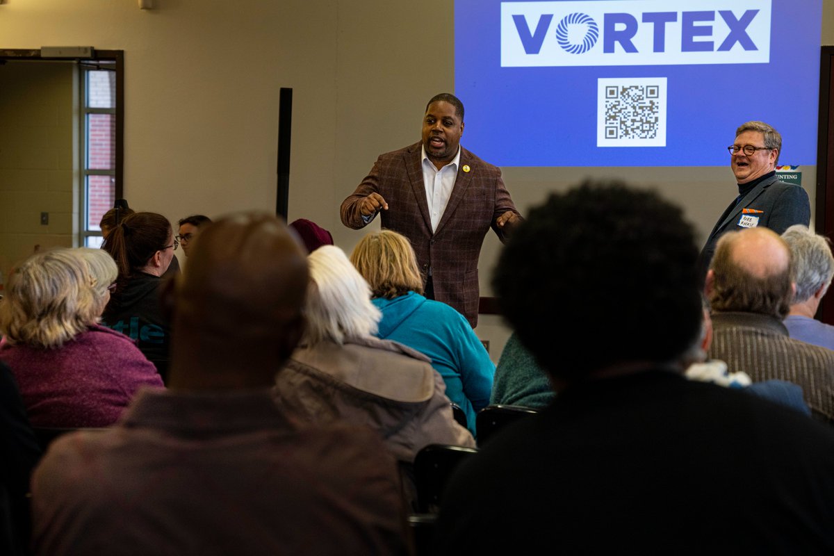 VortexArkansas's tweet photo. What a night! Last week's Vortex Road Show event in Fort Smith was a huge success. We discussed our statewide organizing strategy and the need to mobilize now to flip all four of Arkansas' Congressional seats in 2024.
Our next #VortexRoadShow event is in Little Rock on May 8. https://t.co/y5D2znp31I